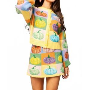 QUEEN OF SPARKLES Multicolor Pumpkin Cardigan